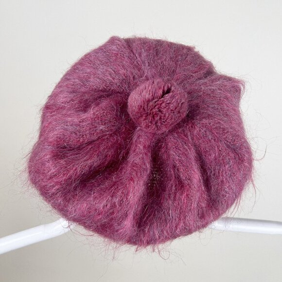 Vintage Mohair Wool Beret Hat Scottish Preppy Toque European Feminine Hand Knit - Picture 3 of 3